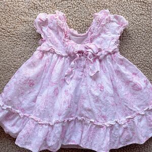 Janie and Jack baby girls Easter dress w Bunny Print Ruffle size 6 to 12 months